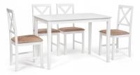 Обеденный комплект эконом Хадсон (стол + 4 стула)/ Hudson Dining Set дерево гевея/мдф, стол: 110х70х75см / стул: 44х42х89см, pure white (бел фото Обеденный комплект эконом Хадсон (стол + 4 стула)/ Hudson Dining Set дерево гевея/мдф, стол: 110х70х75см / стул: 44х42х89см, pure white (бел. Фото №1