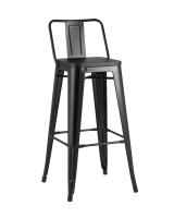 Стул полубарный TOLIX WOOD со спинкой черный глянцевый. Фото №1