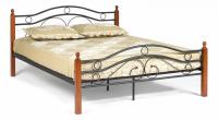 Кровать AT-803 Wood slat base дерево гевея/металл, 160*200 см (Queen bed), красный дуб/черный фото Кровать AT-803 Wood slat base дерево гевея/металл, 160*200 см (Queen bed), красный дуб/черный. Фото №1
