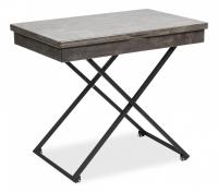 Стол универсальный трансформируемый MERIDIAN МДФ/металл, 85*50*57,5см/ 110,2*85*57,5 см, Серый бетон, основание черное. Фото №1