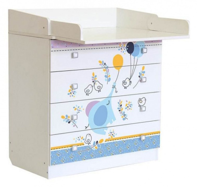 Комод пеленальный Polini kids Simple 1580 Слоник на шаре, белый. Фото №3