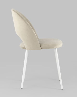 Стул Меган велюр бежевый белые ножки. Фото