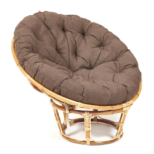 Кресло из ротанга Папасан Эко Скин (Papasan Eco Skin 23/01) + Подушка (ткань, коричневый). Фото №1