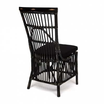 Стул Secret De Maison RIVIERA с подушкой натуральный ротанг, 101х53х61см, черный+черная подушка фото Стул Secret De Maison RIVIERA с подушкой натуральный ротанг, 101х53х61см, черный+черная подушка. Фото №2