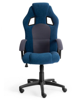 Кресло DRIVER флок/ткань, синий/серый, 32/12. Фото