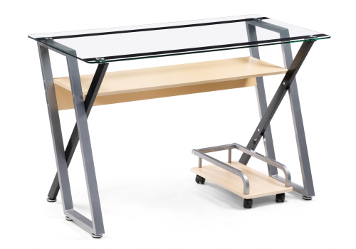 Стол Gunar silver gray / clear glass. Фото №1