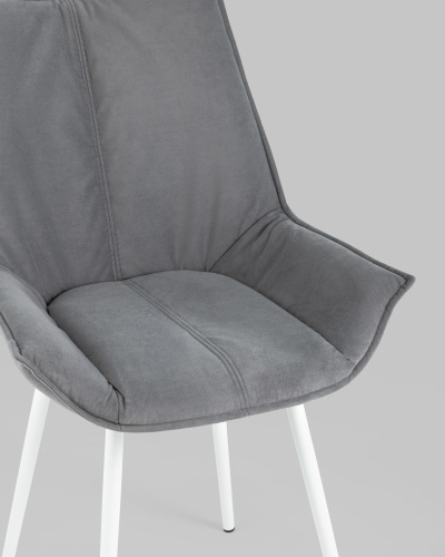Стул Осло велюр серый белые ножки. Фото №9