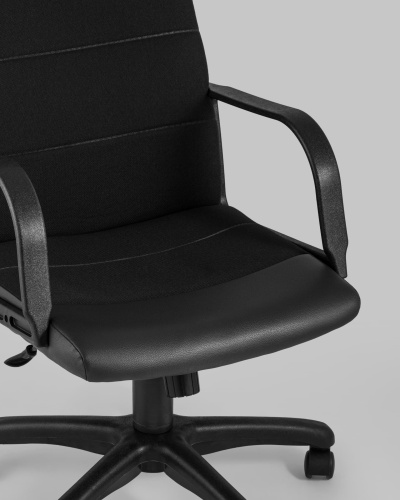 Кресло офисное Чарли экокожа ткань черный. Фото №9