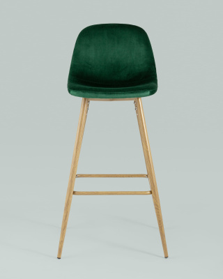 Стул барный Валенсия велюр зеленый ножки цвет дерево. Фото
