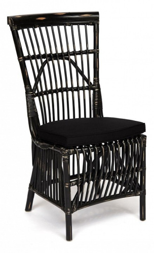 Стул Secret De Maison RIVIERA с подушкой натуральный ротанг, 101х53х61см, черный+черная подушка. Фото №1