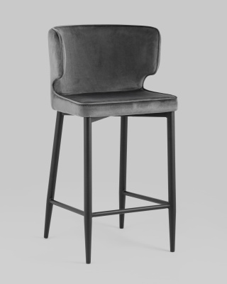 Стул полубарный Матео велюр серый. Фото №3