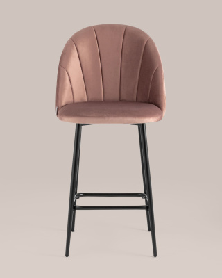 Стул полубарный Логан велюр пыльно-розовый. Фото