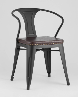 Стул TOLIX ARMS SOFT с подлокотниками черный матовый. Фото