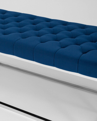 Банкетка ИНСИГНИЯ велюр синий сталь серебро. Фото