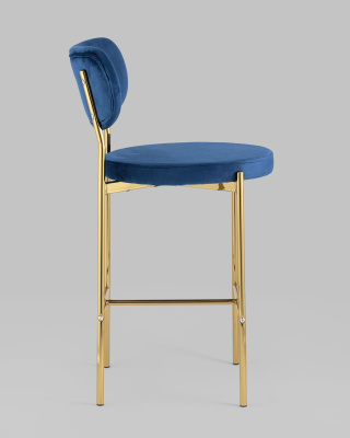 Стул полубарный Барбара велюр синий золотые ножки. Фото №4