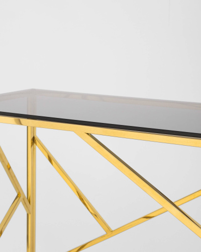 Консоль АРТ ДЕКО 120х40 золото стекло smoke. Фото №6