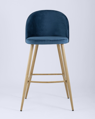 Стул барный Лион голубой велюр. Фото