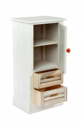 Комод с двумя ящиками и дверцей Белый / Натуральный. Фото №2