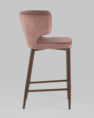 Стул полубарный Матео велюр пыльно-розовый ножки дерево. Фото №4