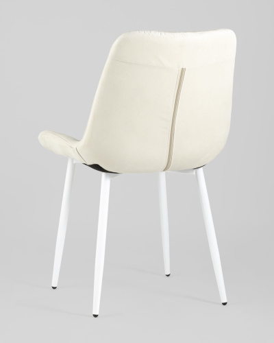 Стул Флекс велюр светло-бежевый белые ножки. Фото №7