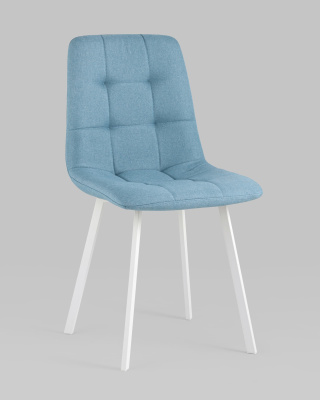 Стул Chilly рогожка голубой ножки белые фото Стул Chilly рогожка голубой ножки белые. Фото №3