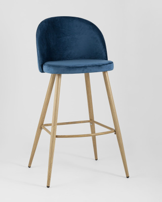 Стул барный Лион голубой велюр. Фото