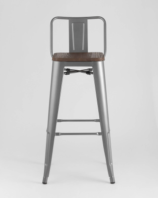 Стул барный TOLIX WOOD со спинкой серебристый матовый. Фото