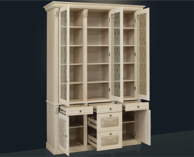 Шкаф для книг 3-х ств.  с зеркалом и стеклянными полками Б5.15-7. Фото