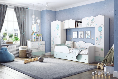 Бонни Шкаф комбинированный (с ящ. 2-створчатый) белый рамух/Кэнди. Фото