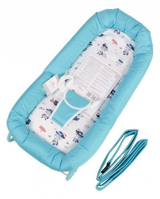 Шезлонг детский Polini kids Коты, голубой. Фото №3