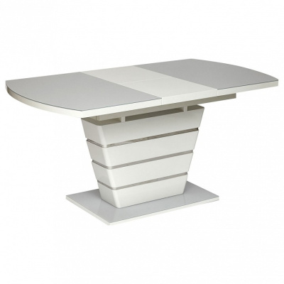 Стол SCHNEIDER ( mod. 0704 ) мдф high glossy, закаленное стекло, 140/180x80x75см, белый. Фото